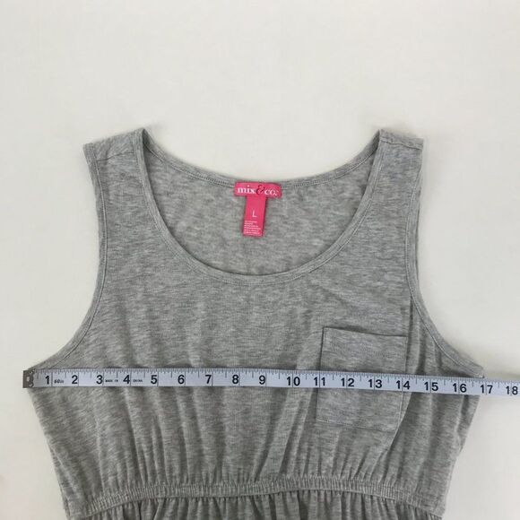 Mix & Co. Scoop Neck Tank Dress Women's Large Gray Pocket Stretch Knit High-Low - Picture 5 of 8
